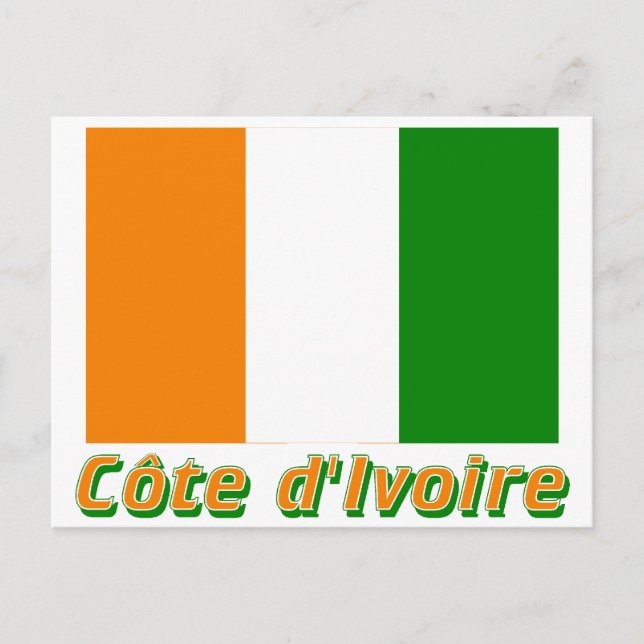 Carte Postale Drapeau Côte d'Ivoire avec le nom en français (Devant)