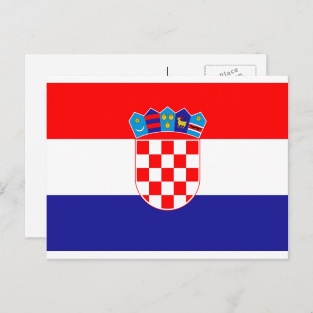 Carte Postale Drapeau croate, Drapeau de la Croatie (Devant / Derrière)