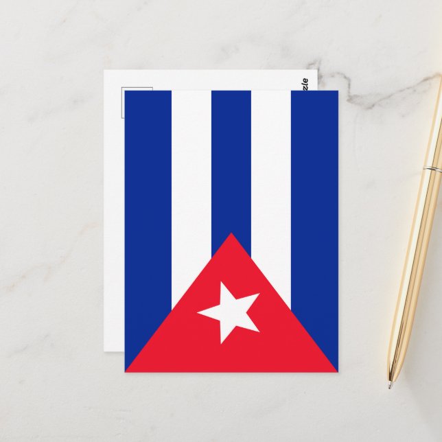 Carte Postale Drapeau Cuba (Devant/Arrière en situation)