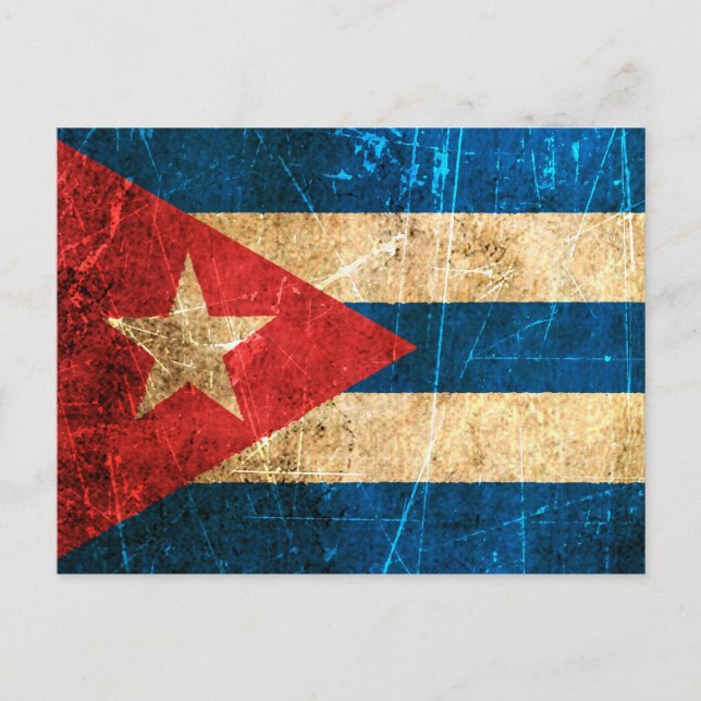 Carte Postale Drapeau cubain Vintage rayé et usé (Devant)