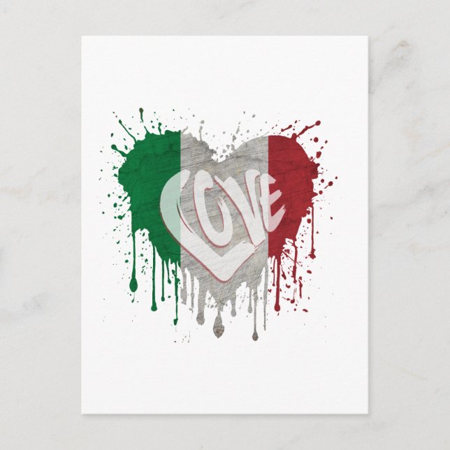 Carte Postale Drapeau d'amour Italie (Devant)