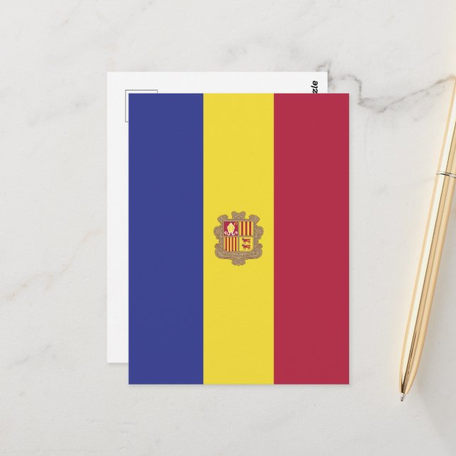 Carte Postale drapeau d'Andorre (Devant/Arrière en situation)