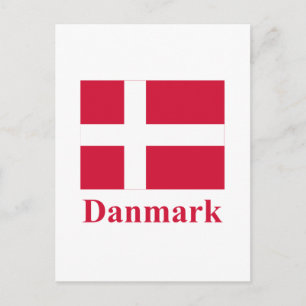 Carte Postale Drapeau Danemark avec nom en danois