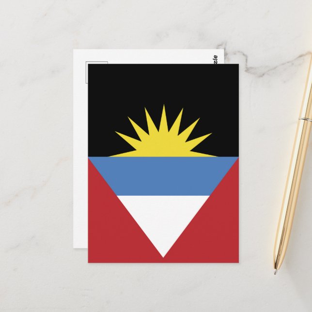 Carte Postale Drapeau d'Antigua-et-Barbuda (Devant/Arrière en situation)