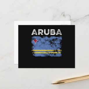 Carte Postale Drapeau d'Aruba en détresse - Drapeau d'Aruba