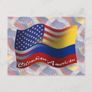 Carte Postale Drapeau d'aviron colombien-américain