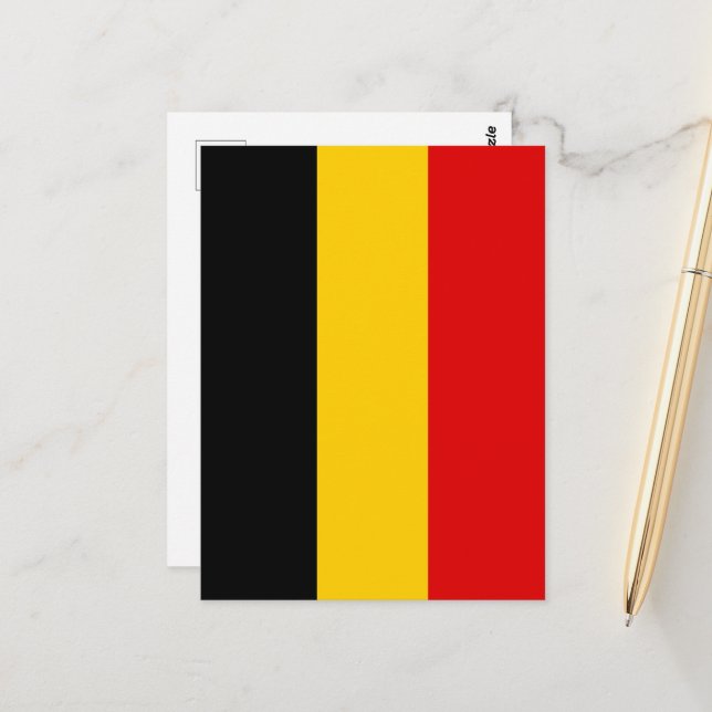 Carte Postale Drapeau de Belgique (Devant/Arrière en situation)
