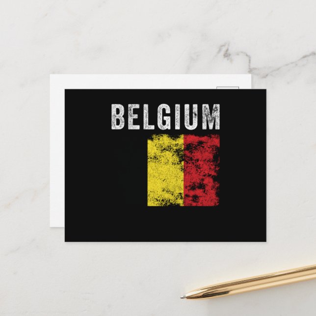 Carte Postale Drapeau de Belgique en détresse - Drapeau de Belgi (Devant/Arrière en situation)
