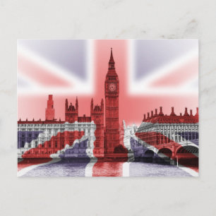 Carte Postale Drapeau de Big Ben à Londres et Union Jack