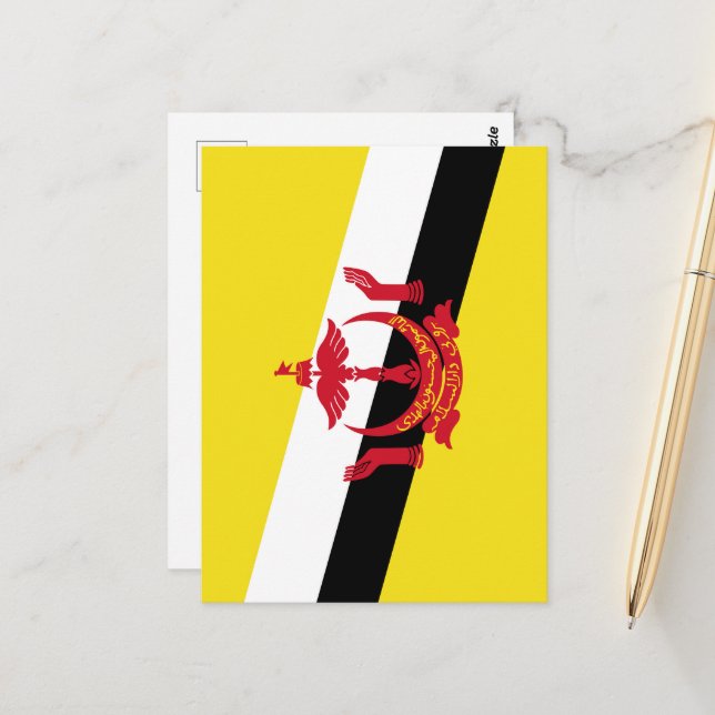 Carte Postale Drapeau de Brunei (Devant/Arrière en situation)