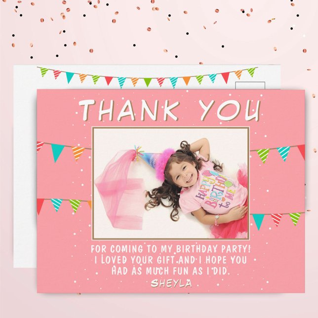 Carte Postale Drapeau de Bunting Joyeux Anniversaire Photo Merci (Créateur téléchargé)