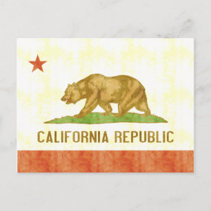 Carte Postale Drapeau de Californie Vintage
