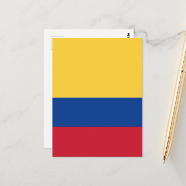 Carte Postale Drapeau de Colombie (Devant/Arrière en situation)