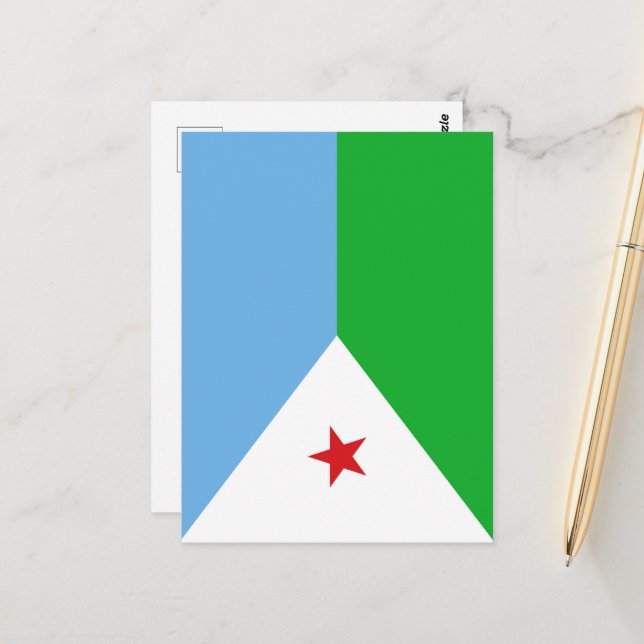 Carte Postale Drapeau de Djibouti (Devant/Arrière en situation)