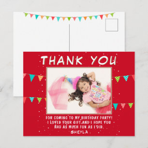 Carte Postale Drapeau de fanion rouge Joyeux Anniversaire Photo 