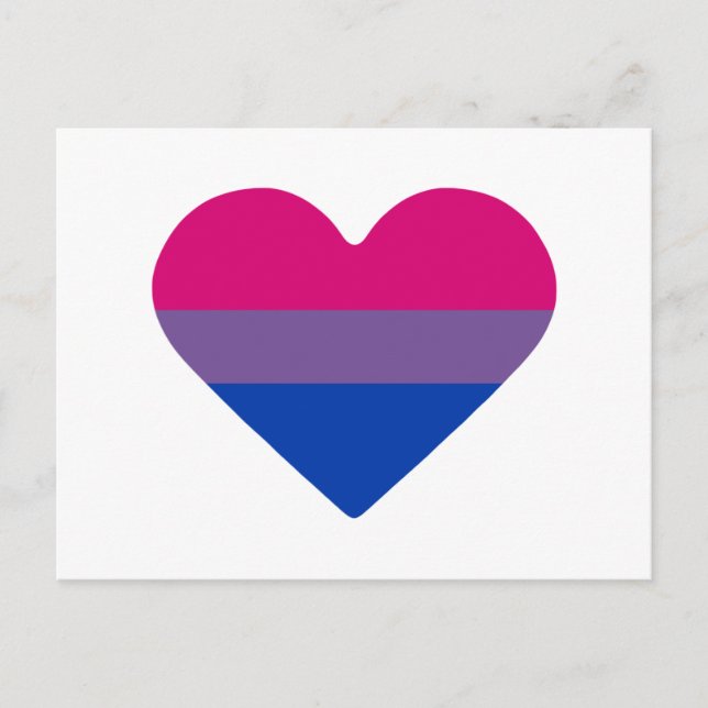 Carte Postale Drapeau de fierté bisexuel cœur (Devant)