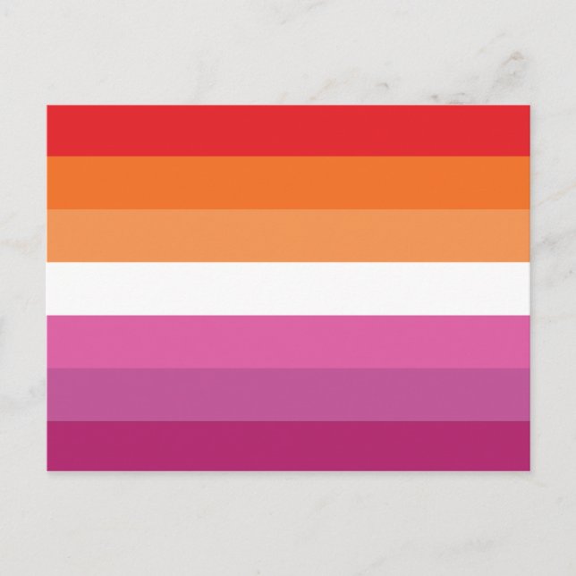 Carte Postale Drapeau de fierté lesbienne (Coucher de soleil) (Devant)