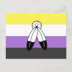 Carte Postale Drapeau de fierté non binaire à double esprit