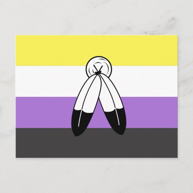 Carte Postale Drapeau de fierté non binaire Two-Spirit (Devant)