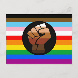 Carte Postale Drapeau de fierté POC de progrès LGBTQ+