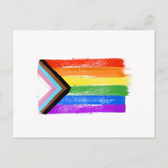 CARTE POSTALE DRAPEAU DE FIERTÉ PROGRESS PEINTE (Devant)