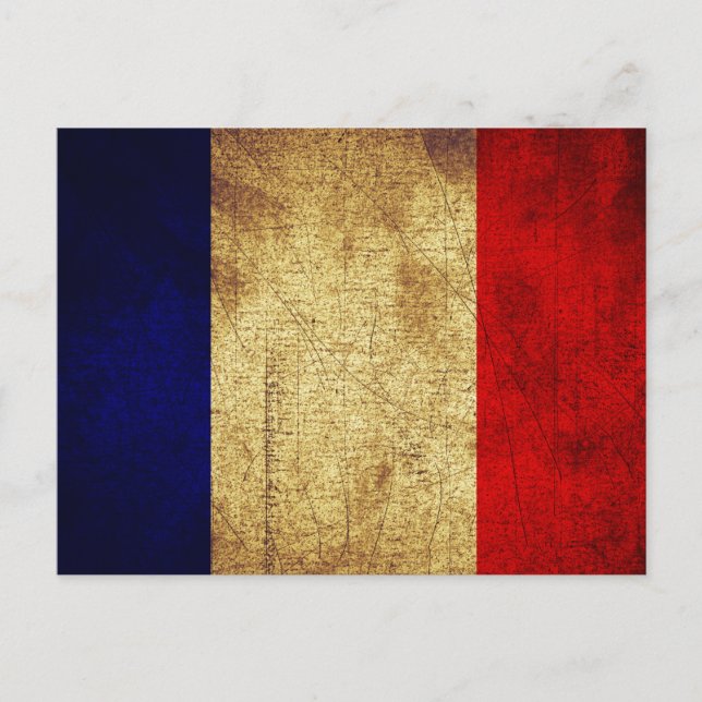 Carte Postale Drapeau de France Grunge (Devant)