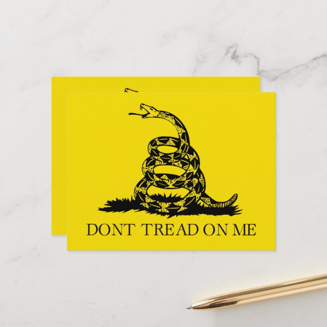 Carte Postale Drapeau de Gadsden à serpent à sonnette : Lutte, R (Devant/Arrière en situation)