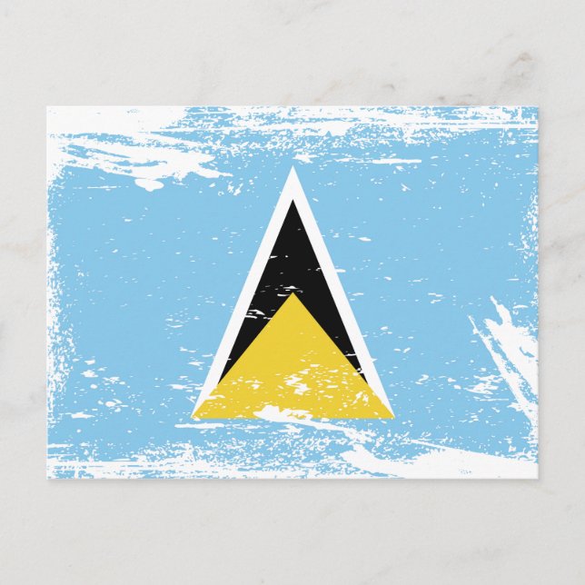 Carte Postale Drapeau de Grunge Sainte Lucia (Devant)