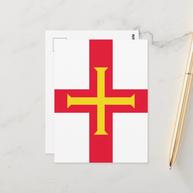 Carte Postale Drapeau de Guernesey (Devant/Arrière en situation)