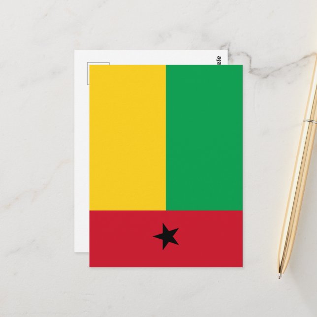 Carte Postale Drapeau de Guinée-Bissau (Devant/Arrière en situation)