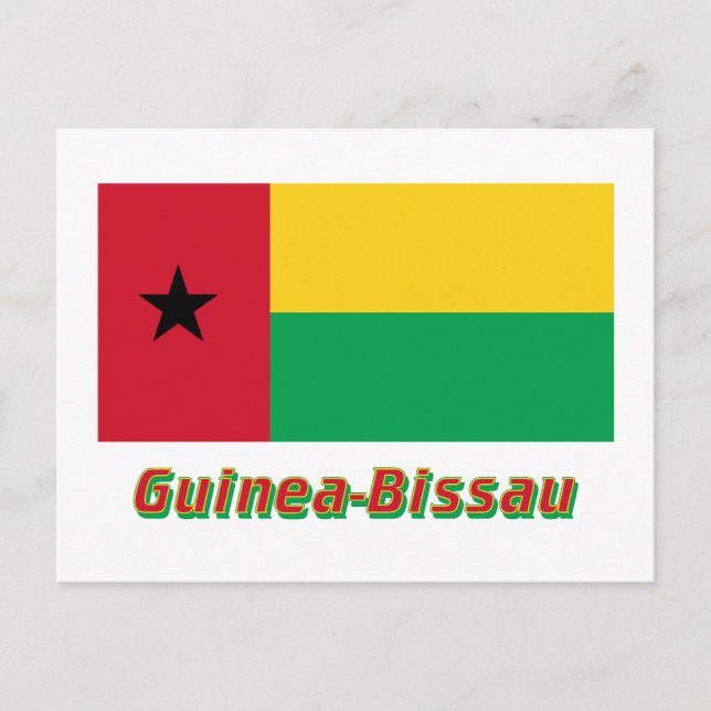 Carte Postale Drapeau de Guinée-Bissau avec nom (Devant)