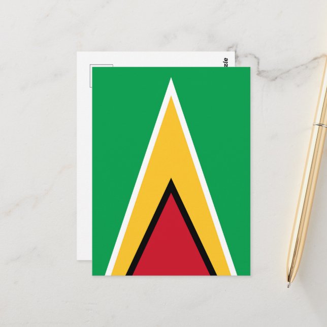 Carte Postale Drapeau de Guyana (Devant/Arrière en situation)
