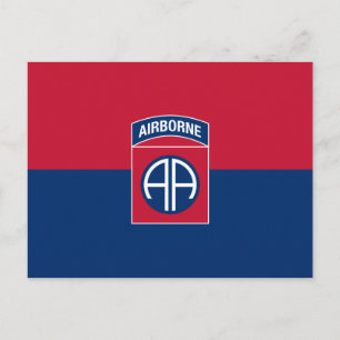 Carte Postale Drapeau de la 82e division aéroportée vétéran mili