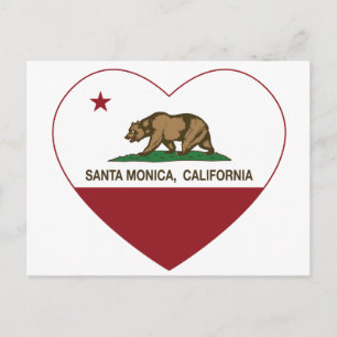 Carte Postale drapeau de la californie coeur de père Noël monica