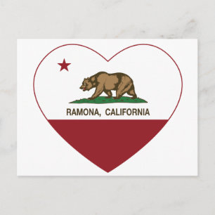 Carte Postale drapeau de la californie coeur de ramona