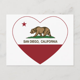 Carte Postale drapeau de la Californie cœur de San Diego