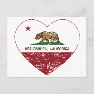 Carte Postale drapeau de la Californie Healdsburg cœur en détres
