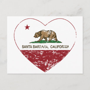 Carte Postale drapeau de la californie père Noël barbara coeur e