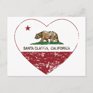 Carte Postale drapeau de la californie père Noël clarita coeur e