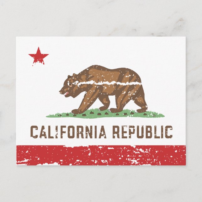 Carte Postale Drapeau de la CALIFORNIE vintage (Devant)