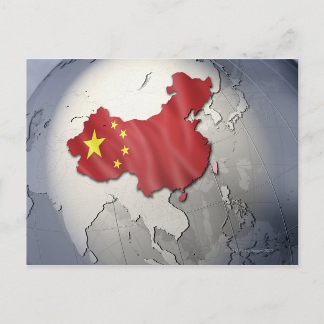 Carte Postale Drapeau de la Chine (Devant)