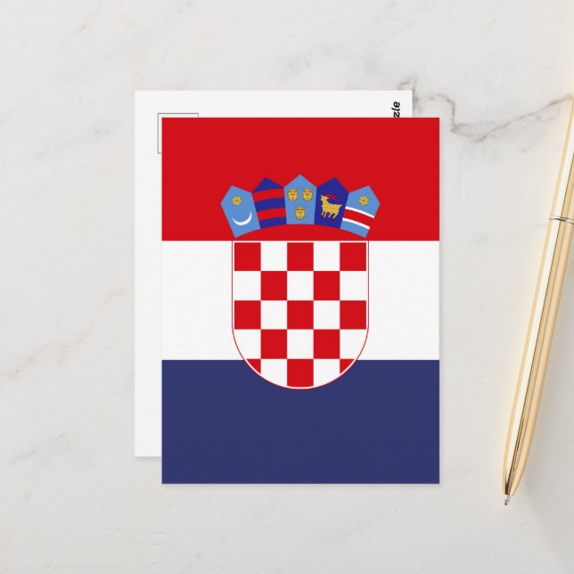 Carte Postale Drapeau de la Croatie (Devant/Arrière en situation)