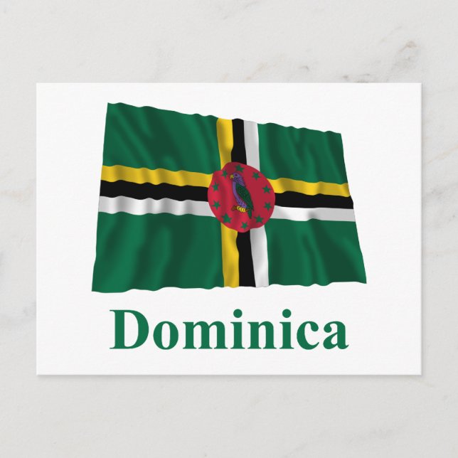 Carte Postale Drapeau de la Dominique avec nom (Devant)
