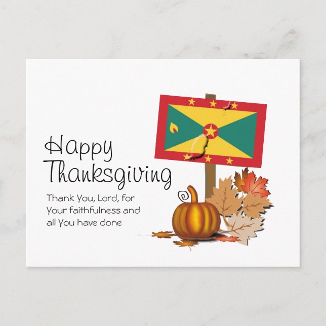 Carte Postale Drapeau de la Grenade | GRENADIAN THANKSGIVING (Devant)
