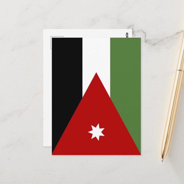Carte Postale Drapeau de la Jordanie (Devant/Arrière en situation)