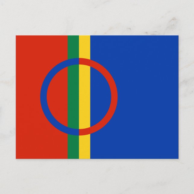 Carte Postale Drapeau de la Laponie (Noël) (Sami) (Laplander) (Devant)