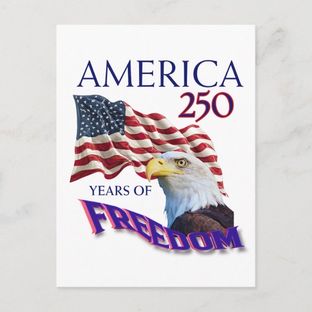 Carte Postale Drapeau de la liberté de l'Amérique 250 ans avec a (Devant)