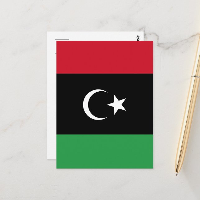 Carte Postale Drapeau de la Libye (Devant/Arrière en situation)