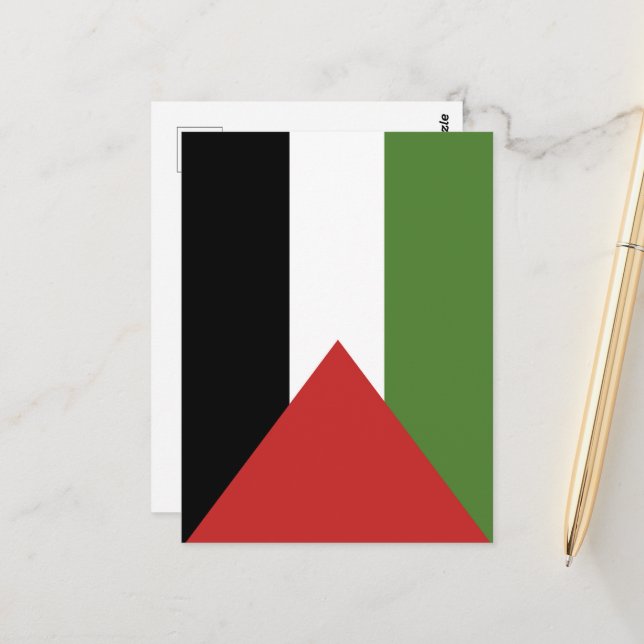 Carte Postale drapeau de la Palestine (Devant/Arrière en situation)