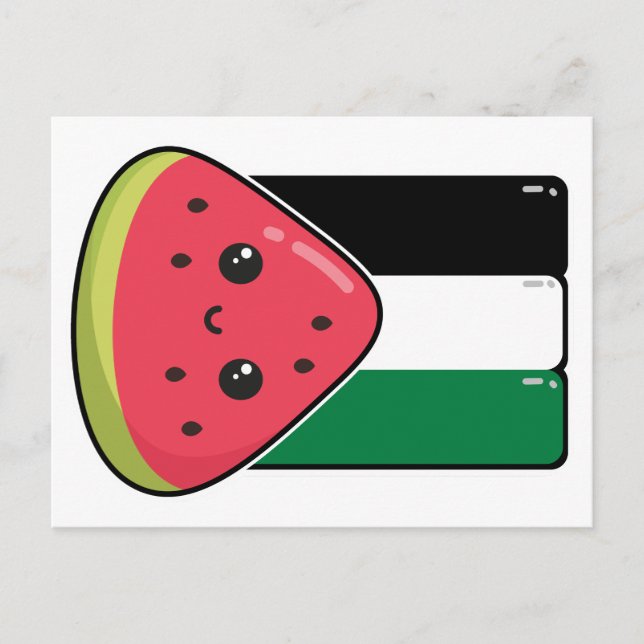 Carte Postale Drapeau de la Palestine mignonne avec Palestin san (Devant)